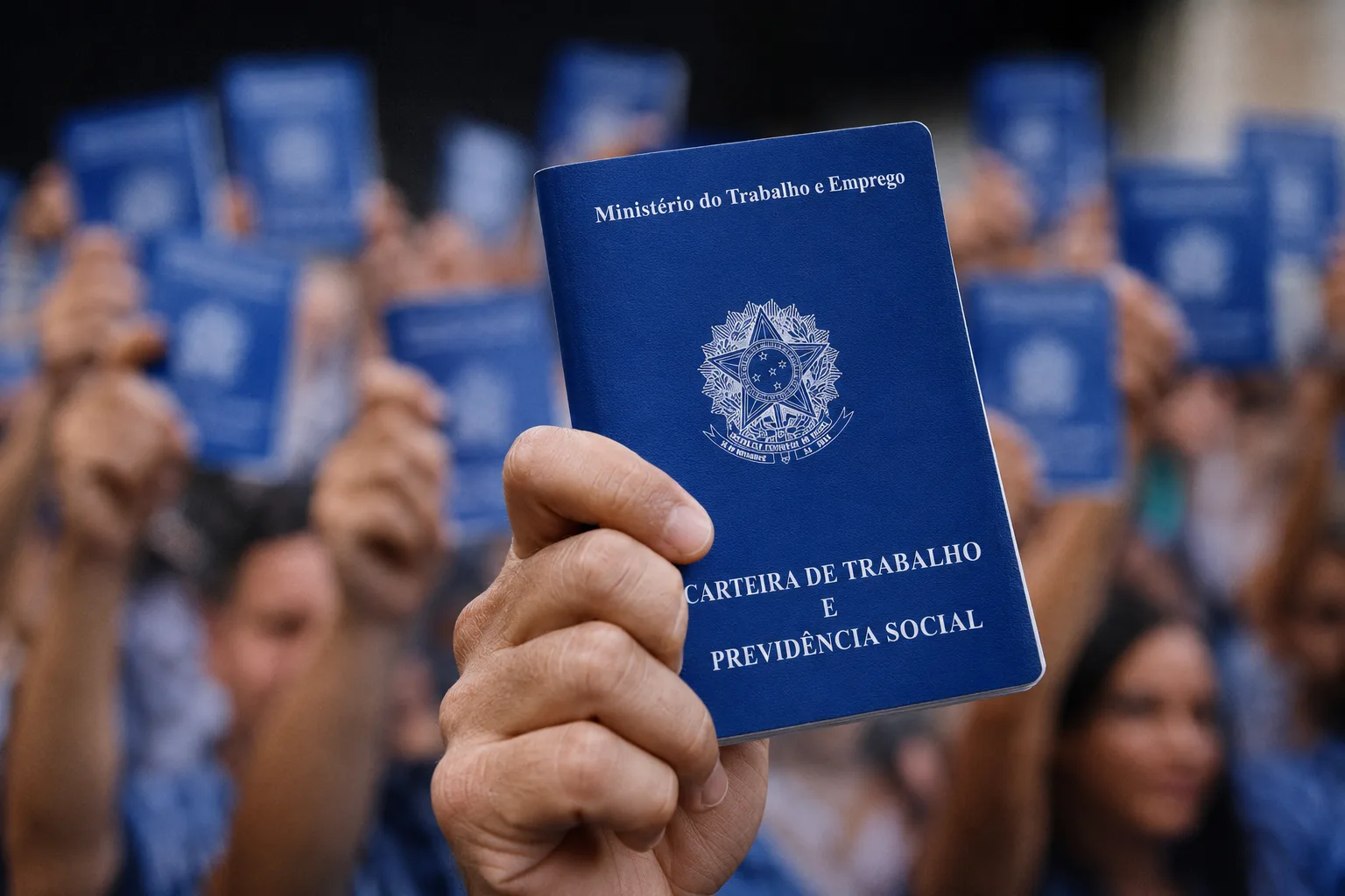 Trabalhador segurando carteira de trabalho