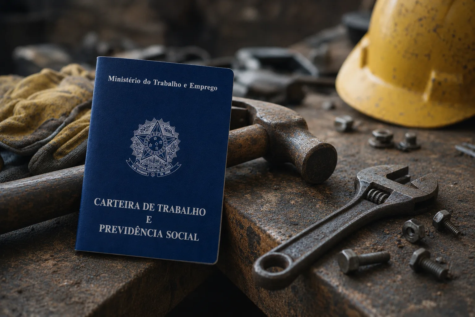Carteira de trabalho sobre escrivaninha de advogado